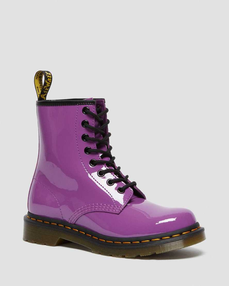 Dr. Martens 1460 Patent Lær Snørestøvler Dame Lyse Lilla [0983ACVMN]